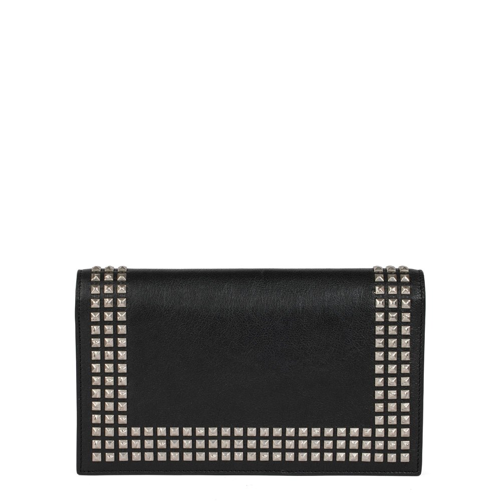 SAINT LAURENT Black Calfskin Leather Silver Studded Clutch .Clutch - Picture 5 of 9